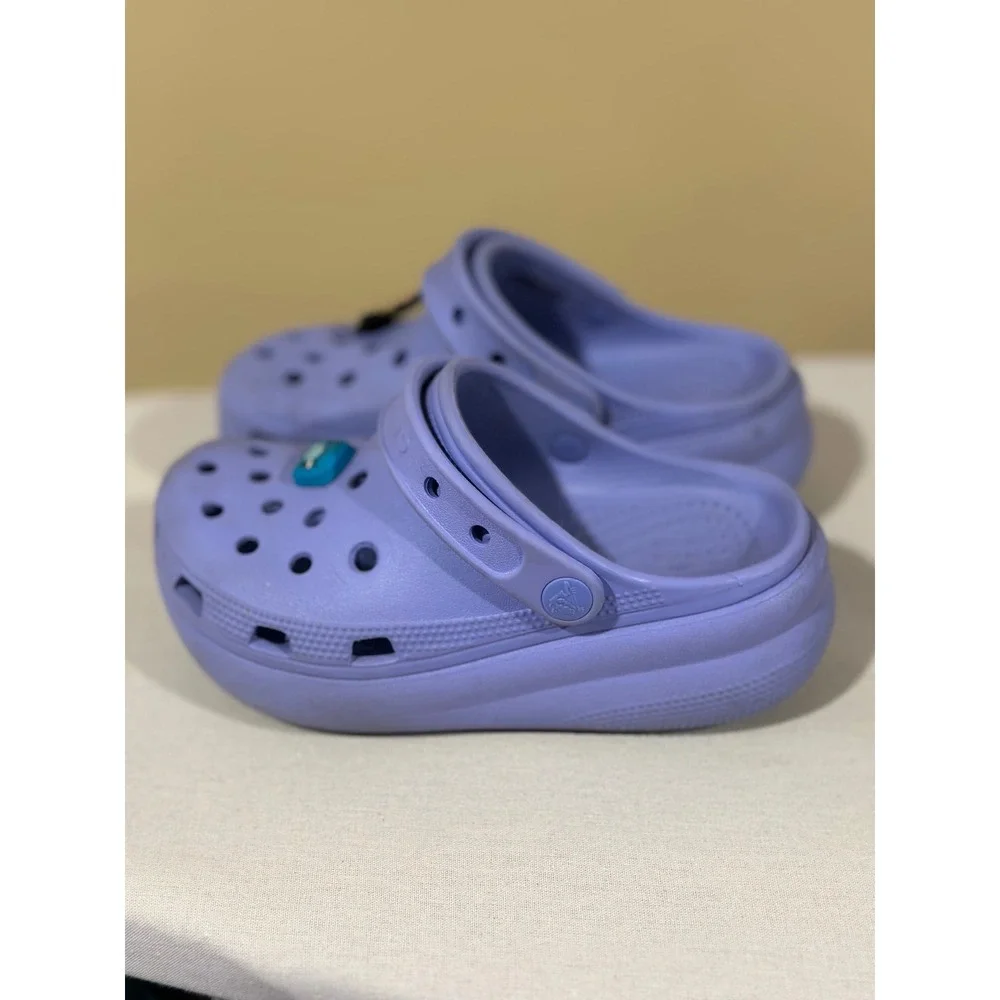 Crocs Kids Classic Cutie Platform Clog Purple Size 13 C Butterfly Jibbitz Shoes